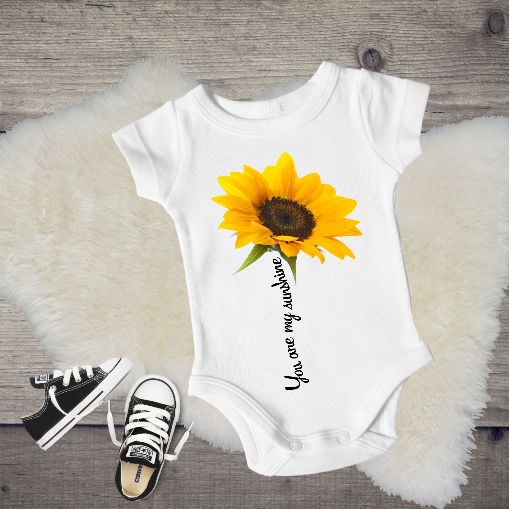 sunflower baby romper